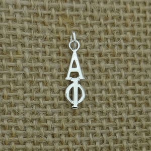 Sterling Silber Alpha Phi griechischen Sorority Lavalier Anhänger Drop Charm Kettenhalskette