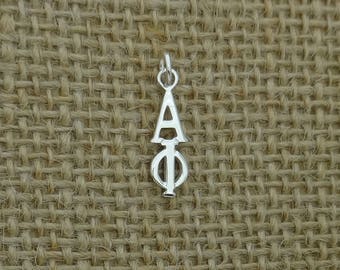 Sterling Silver Alpha Phi Greek Sorority Lavalier Pendant Drop Charm Chain Necklace