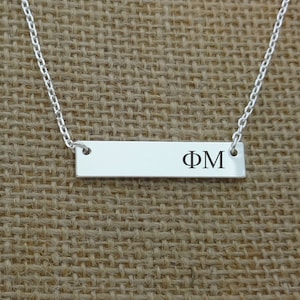 Phi Mu Sorority Bar Necklace, Sorority Jewelry Necklace, Sorority Gift Idea, Sorority Little Big Gift Idea