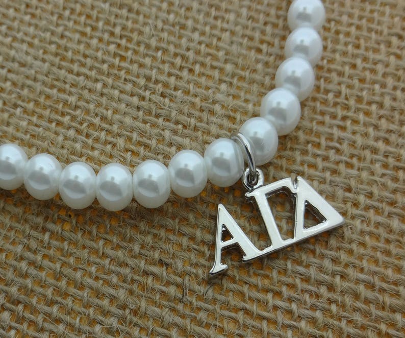 Alpha Gamma Delta Sorority Pearl Necklace Sorority Pearl Lavalier Necklace Jewelry with 2 Extender