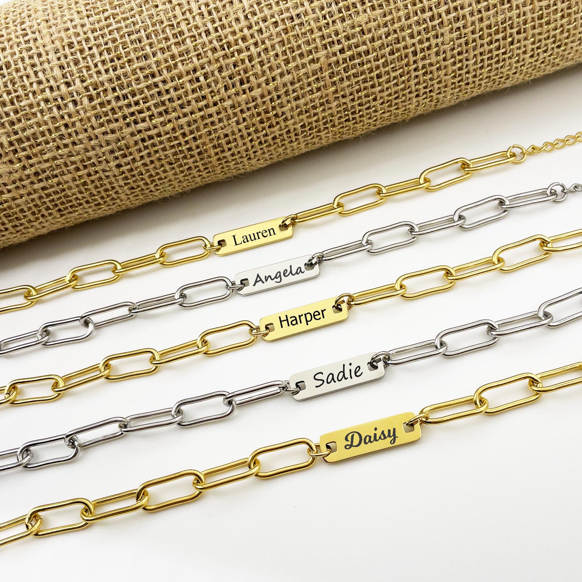 カスタムネームブレスレット - ネームペーパークリップブレスレット