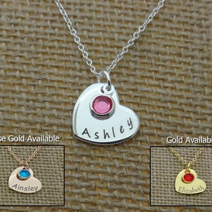 Collar para niña, collar personalizado para niño, collar para hija, joyas personalizadas para niña, joyas para niña pequeña, collar con forma de corazón, regalo con piedra de nacimiento