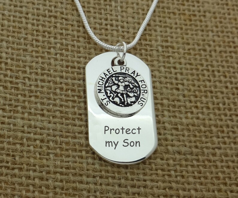 Men S St Saint Michael Necklace Personalized Name Protector For Military Police Gift - Personalized St Michael Pendant Men S St Saint Michael Necklace Personalized Name Protector For Military Police Gift - Personalized St Michael Pendant
