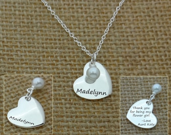Flower Girl Necklace, Personalized Kid Necklace, Flower Girl Gift, Little Girl Jewelry Necklace, Little Girl Custom Necklace