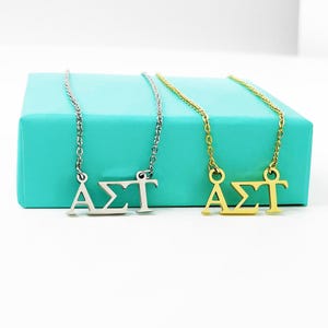 Alpha Sigma Tau Necklace, Greek Sorority Floating Necklace, Sorority Lavalier Necklace, Greek Letter Necklace, Sorority Jewelry
