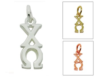 Chi Omega Greek Sorority Lavalier Pendant Drop Charm Chain Necklace