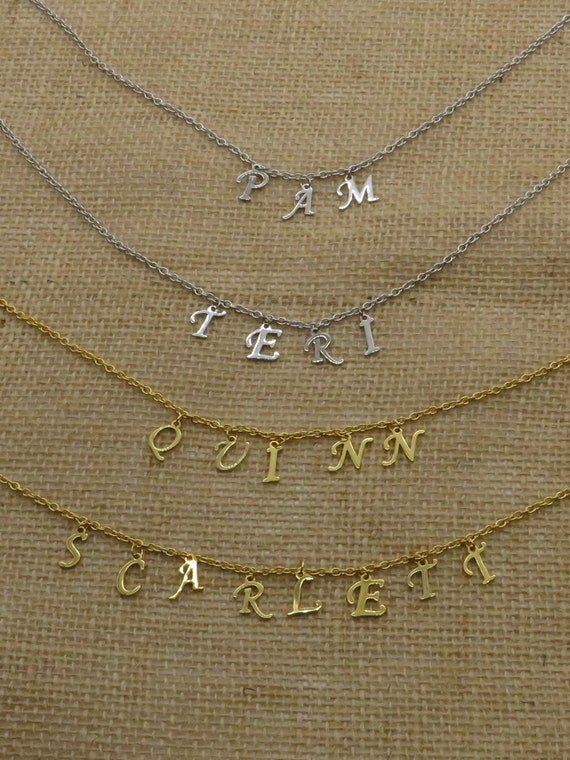 Handmade Dangle Name Necklace Custom 
