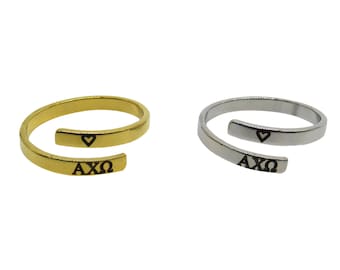 Alpha Chi Omega Adjustable Greek Sorority Ring, Alpha Chi Omega Adjustable Sorority Ring, Alpha Chi Omega Big Little Sorority Jewelry Gift
