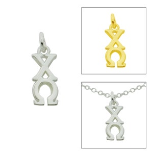 Chi Omega Greek Sorority Lavalier Pendant Drop Charm Chain Necklace Gold Filled