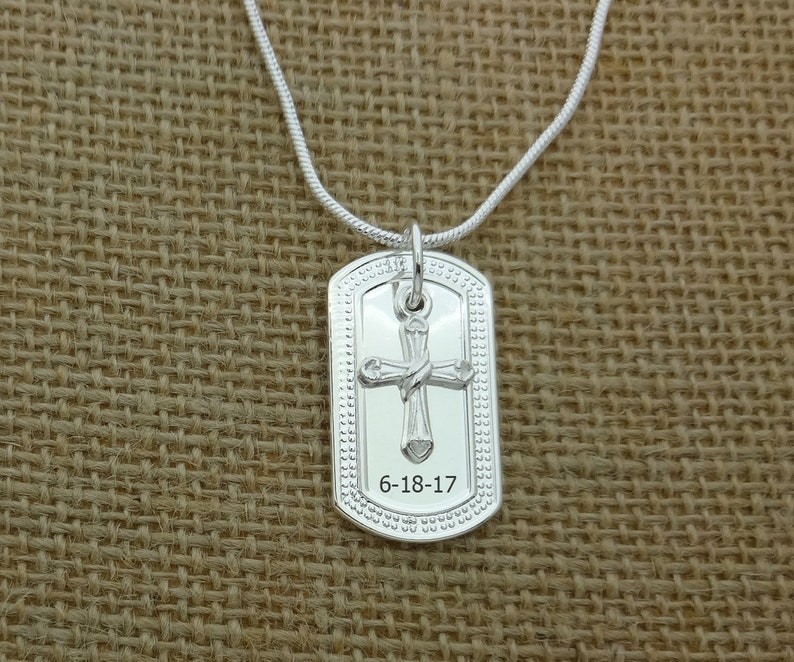 Mens Cross Necklace Religious Necklace Custom Bible Verse Etsy