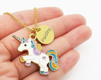 Gepersonaliseerde Unicorn Kid Ketting, Kind Meisje Ketting, Custom Girl Unicorn Sieraden, Little Girl Sieraden, Unicorn Ketting, Unicorn Gift