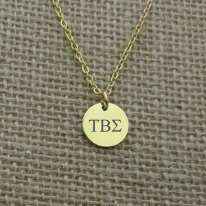 Dainty Tau Beta Sigma Round Disc Necklace, Tau Beta Sigma Choker, Sorority Jewelry, Sorority Gift Idea, Sorority Little Big Gift image 3