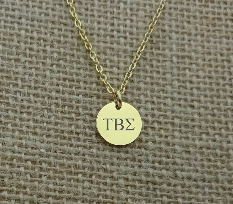 Dainty Tau Beta Sigma Round Disc Necklace, Tau Beta Sigma Choker, Sorority Jewelry, Sorority Gift Idea, Sorority Little Big Gift image 3