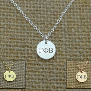 Dainty Gamma Phi Beta  Round Disc Necklace, Gamma Phi Beta Choker, Sorority Jewelry, Sorority Gift Idea, Sorority Little Big Gift Idea