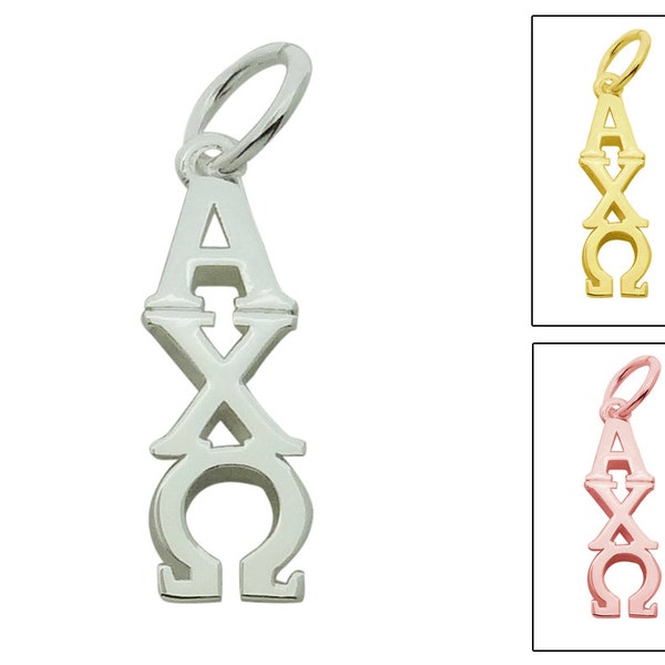 Alpha Chi Omega Greek Sorority Lavalier Pendant Drop Charm Chain Necklace SILVER PLATED