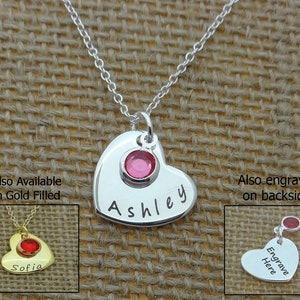 Collar de niña, collar de niño personalizado, joyería de niña personalizada, joyería de niña, grabado en la parte delantera y trasera
