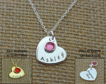 Child Girl Necklace, Personalized Kid Necklace, Custom Girl Jewelry, Little Girl Jewelry, Engraving on Front and Back Side
