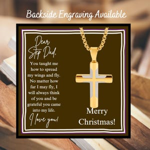 Love you Step Dad Cross-ketting met tekstkaartje, religieuze kruisketting goud gevuld over roestvrij staal, waterdicht kruis