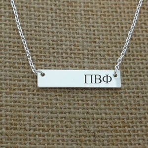 Pi Beta Phi Sorority Bar Necklace, Sorority Jewelry Necklace, Sorority Gift Idea, Sorority Little Big Gift Idea