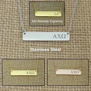 Alpha Chi Omega Sorority Bar Necklace, Sorority Necklace, Sorority Gift Idea, Sorority Little Big Gift Idea