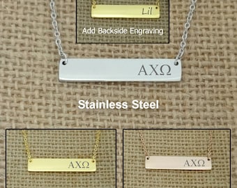 Alpha Chi Omega Sorority Bar Necklace, Sorority Necklace, Sorority Gift Idea, Sorority Little Big Gift Idea
