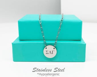 Collar con clip de papel circular Sigma Lambda Gamma, collar circular flotante, regalo revelador