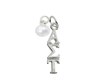 Alpha Sigma Tau with Pearl Greek Sorority Lavalier Necklace Jewelry