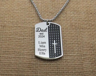 Personalisierte Halskette für Papa mit Kinder Namen, Geschenk für Papa, Papa Schmuck, Familien Halskette für Männer, Vatertags Halskette