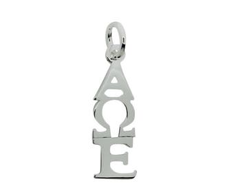 Alpha Omega Epsilon Greek Sorority Lavalier Pendant Drop Charm Chain Necklace