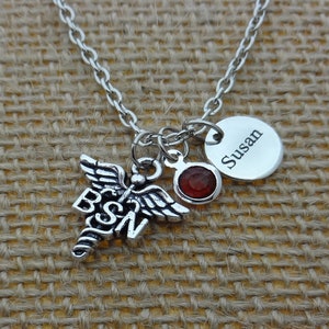 Personalized BSN Bachelor of Science Necklace, Nursing Student Necklace, Graduation Nursing Gifts, Bachelor of Science Jewelry