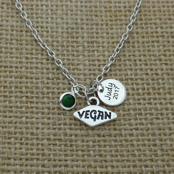 Vegan V Symbol Necklace, Personalized Vegan Necklace, Vegan Pendant, Vegan Jewelry Gift