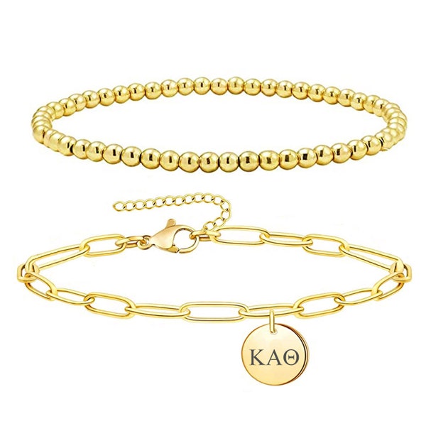 Kappa Alpha Theta Sorority Bracelet, Paper Clip and Beaded Bracelet, Sorority Jewelry, Sorority Gift, Sorority Little Big Gift Idea