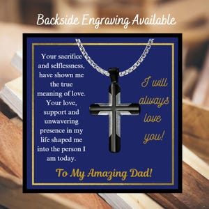 To My Amazing Dad kruisketting met tekstkaartje, waterdichte kruisketting religieus goud gevuld over roestvrij staal