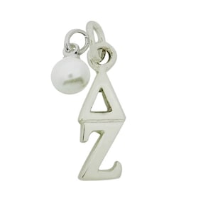 Delta Zeta mit Perle Griechische Sororität Lavalier Halskette Schmuck, Sorority Schmuck