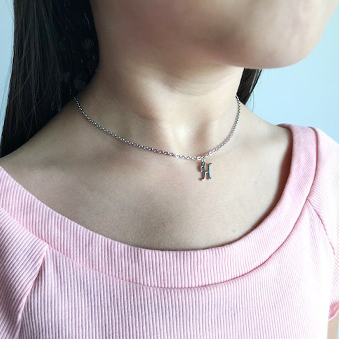 Dainty Initial Necklace, Flower Girl Initial Necklace, Simple Wedding