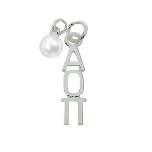 Alpha Omicron Pi with Pearl Greek Sorority Lavalier Necklace Jewelry