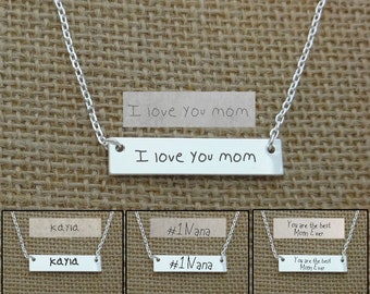 Actual Handwrtten Bar Necklace, YOUR HANDWRITING Necklace Custom, Hndwritten Pendant Necklace Feminist, Jewelry Signature Charm