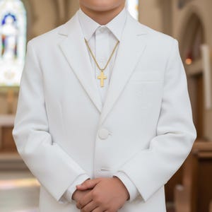 Jungen Männer erste Kommunion Halskette, erste heilige Kommunion Schmuck, Junge Männer Konfirmation Geschenk, Kreuz Name Datum Halskette, 1