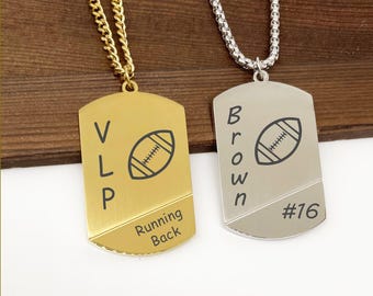 Football Necklace, Football Jewelry, Boy Men Football Sport Necklace, Football Team Gift, Personalized Football Necklace