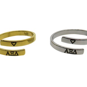 Alpha Xi Delta Adjustable Greek Sorority Ring, Alpha Xi Delta Adjustable Sorority Ring, Alpha Xi Delta Big Little Sorority Jewelry Gift