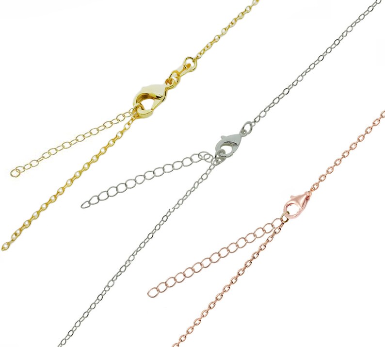 May include: Three different chain styles for necklaces, including gold, silver, and rose gold.
