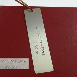 Actual Handwriting Bookmark, Metal Bookmark, Engraved Bookmark, Custom Bookmark, Graduation Gift, Children Gift, Teacher Gift, Kid Gift