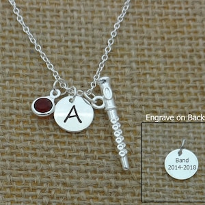 Flute Necklace, Personalized Flute Necklace, Custom Flute Jewelry, Little Girl Flute Jewelry, Band Student Necklace, Graduation Gift