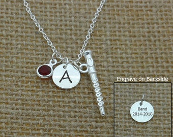 Flute Necklace, Personalized Flute Necklace, Custom Flute Jewelry, Little Girl Flute Jewelry, Band Student Necklace, Graduation Gift
