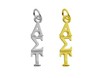 Alpha Sigma Tau Greek Sorority Lavalier Pendant Drop Charm Chain Necklace  -- Big Lil Gift