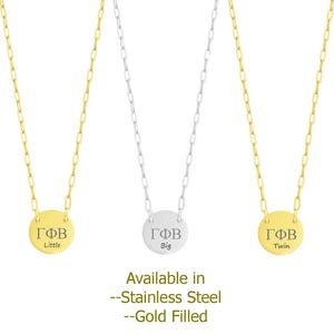Gamma Phi Beta Circle Paper Clip Necklace, Alpha Chi Omega Circle Floating Necklace, Big Little Reveal Gift, Gamma Phi, GPhi, GPhiB, ΓΦΒ