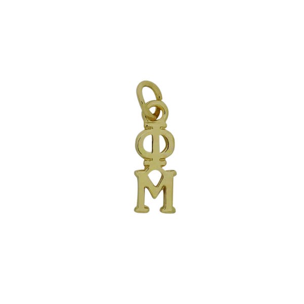 Phi Mu Greek Sorority Lavalier Pendant Drop Charm Chain Necklace Gold Filled