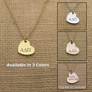 Alpha Delta Pi Sorority Heart Necklace, Sorority Jewelry Necklace, Sorority Gift Idea, Sorority Little Big Gift Idea