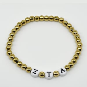 Zeta Tau Alpha Stretched Perlenarmband, Sorority griechischen Buchstaben Armband, Sorority Perlen Armbänder, Zeta Tau Alpha Sorority Geschenke