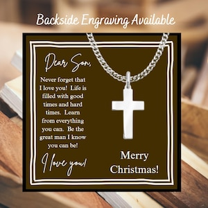 Collier croix Je t'aime fils avec carte, collier croix religieuse en acier inoxydable, collier croix étanche